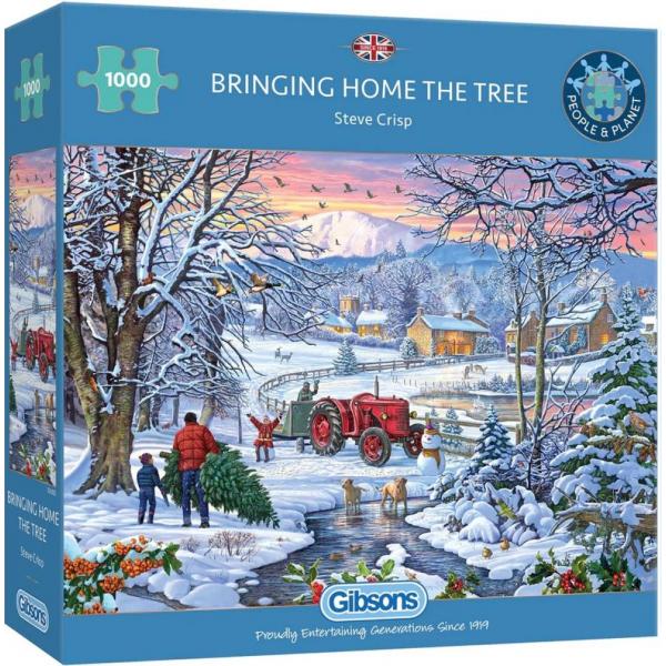 Großes Puzzle - bringing home the tree (1000 XXL Teile)