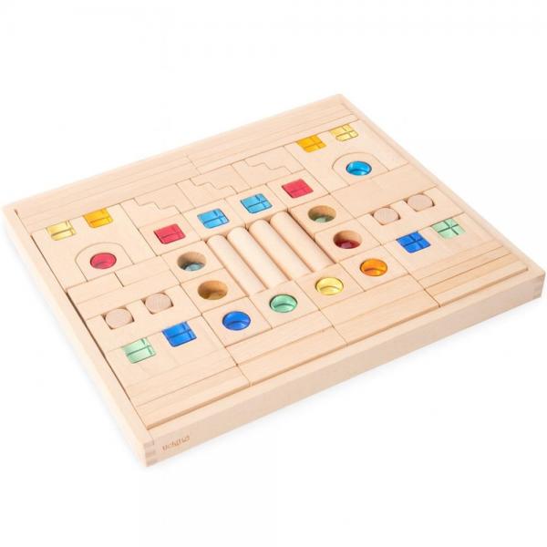 Holzbausteine mit Edelsteinen