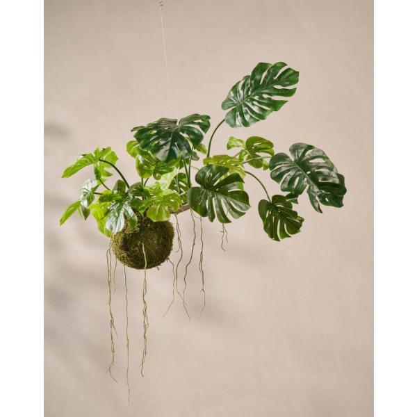 Silk-ka künstliche Hängepflanze Monstera grün – 60 cm