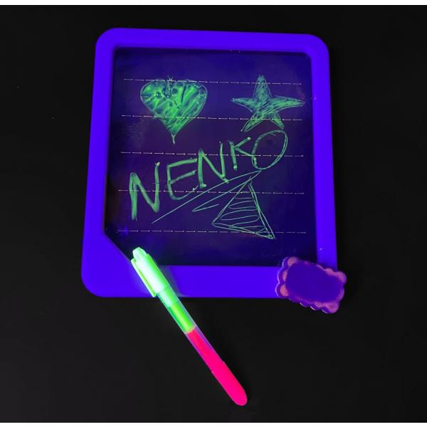 Zeichenbrett Neon Glow mit Marker und Schwamm