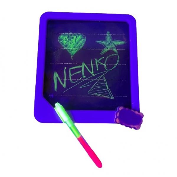 Zeichenbrett Neon Glow mit Marker und Schwamm