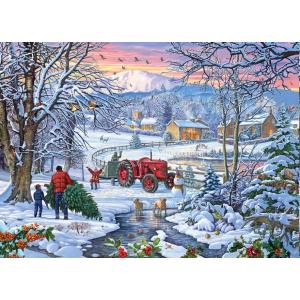 Großes Puzzle - bringing home the tree (1000 XXL Teile)